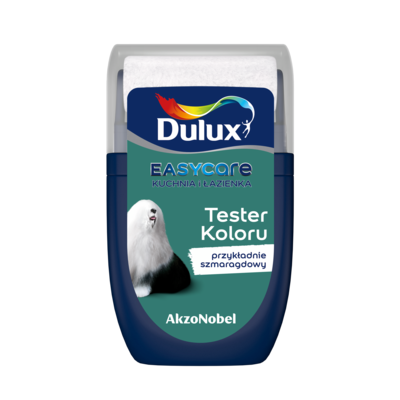 Farba Dulux EasyCare Kuchnia i Łazienka tester – przykładnie szmaragdowy