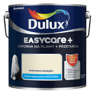 Farba tytanowa Dulux EasyCare+ Plamy+Przetarcia Kremowa Klasyka 2,5 l