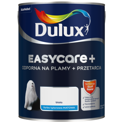 Farba tytanowa Dulux EasyCare+ Plamy+Przetarcia Biała 5 l
