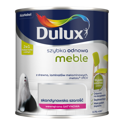 Farba akrylowa Dulux Szybka Odnowa Meble 0,75 l – skandynawska szarość