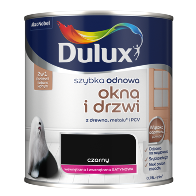 Farba akrylowa Dulux Szybka Odnowa Okna i Drzwi 0,75 l czarny