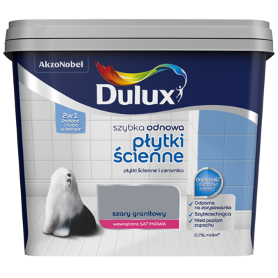 Farba akrylowa Dulux Szybka Odnowa Płytki Ścienne 0,75 l – szary granitowy