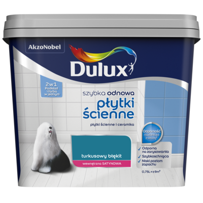 Farba akrylowa Dulux Szybka Odnowa Płytki Ścienne 0,75 l – turkusowy błękit