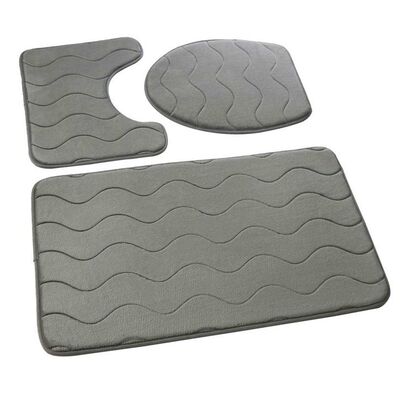 Dywanik łazienkowy SUMBA kpl 3 szt. szary 45x75+45x35+35x44 Euromat