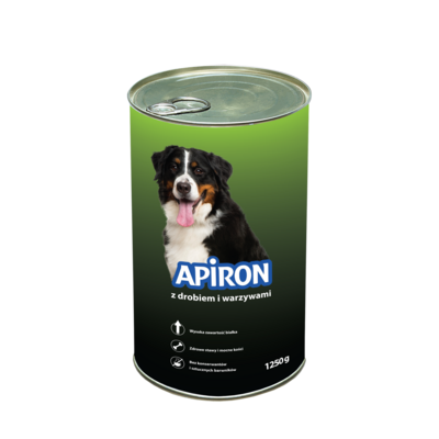 Karma mokra dla psów 1250 g z drobiem i warzywami Apiron
