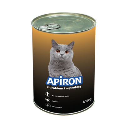 Karma mokra dla kotów 415 g z drobiem i wątróbką Apiron