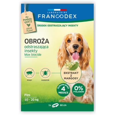 Obroża dla średnich psów odstraszająca insekty 60 cm FRANCODEX