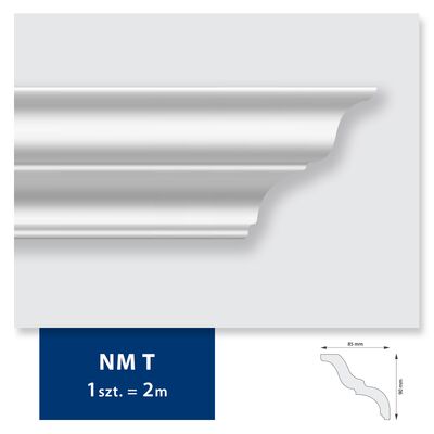 Listwa sufitowa z polistyrenu NM T, LUZ 200 x 9 x 8,5 cm biały DMS
