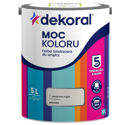 Farba lateksowa do wnętrz MOC KOLORU Jesienna mgła 5 l Dekoral