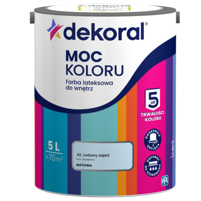 Farba lateksowa do wnętrz MOC KOLORU Lodowy błękit 5 l Dekoral