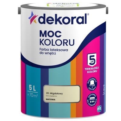 Farba lateksowa do wnętrz MOC KOLORU Migdałowy 5 l Dekoral