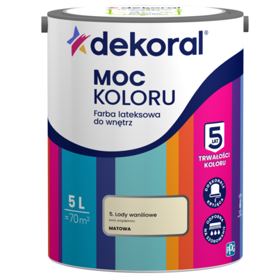 Farba lateksowa do wnętrz MOC KOLORU Lody waniliowe 5 l Dekoral