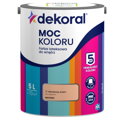 Farba lateksowa do wnętrz MOC KOLORU Morelowy krem 5 l Dekoral