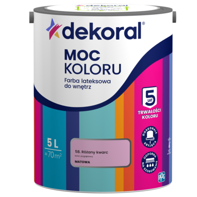 Farba lateksowa do wnętrz MOC KOLORU Różany kwarc 5 l Dekoral