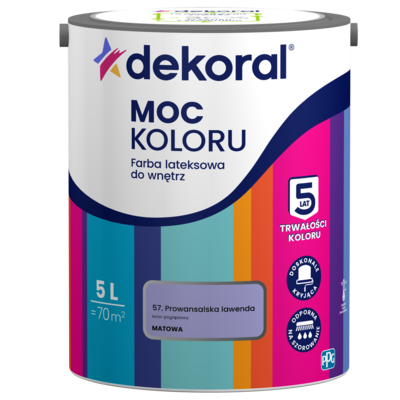 Farba lateksowa do wnętrz MOC KOLORU Prowansalska lawenda 5 l Dekoral