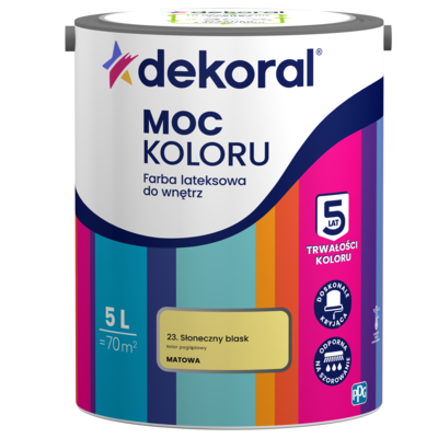Farba lateksowa do wnętrz MOC KOLORU Słoneczny blask 5 l Dekoral