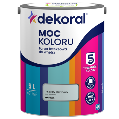 Farba lateksowa do wnętrz MOC KOLORU Szary platynowy 5 l Dekoral