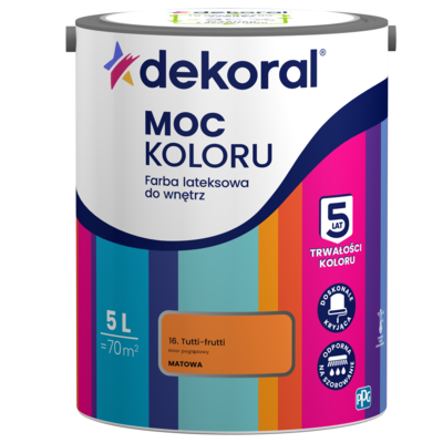 Farba lateksowa do wnętrz MOC KOLORU Tutti-frutti 5 l Dekoral