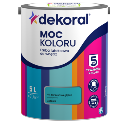 Farba lateksowa do wnętrz MOC KOLORU Turkusowa głębia 5 l Dekoral