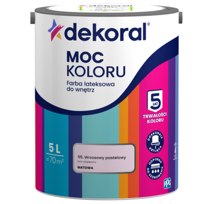 Farba lateksowa do wnętrz MOC KOLORU Wrzosowy pastelowy 5 l Dekoral