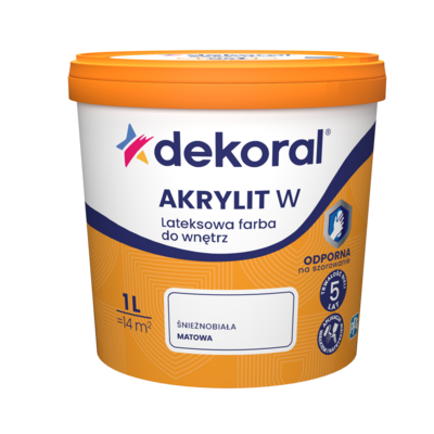 Farba lateksowa do wnętrz AKRYLIT W Śnieżnobiała 1 l Dekoral
