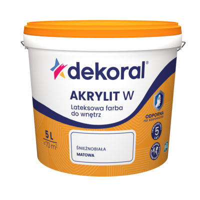 Farba lateksowa do wnętrz AKRYLIT W Śnieżnobiała 5 l Dekoral