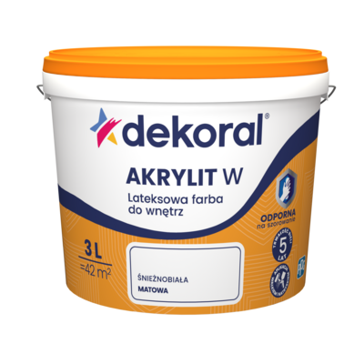 Farba lateksowa do wnętrz AKRYLIT W Śnieżnobiała 3 l Dekoral