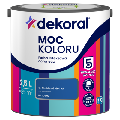 Farba lateksowa do wnętrz MOC KOLORU Niebieski klejnot 2,5 l Dekoral