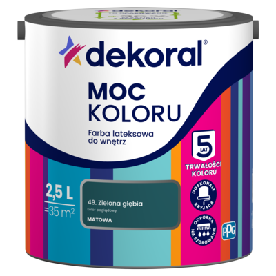 Farba lateksowa do wnętrz MOC KOLORU Zielona głębia 2,5 l Dekoral