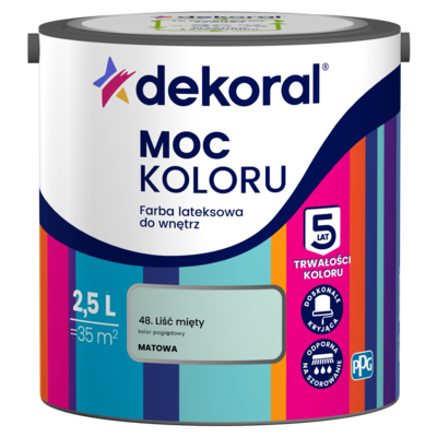 Farba lateksowa do wnętrz MOC KOLORU Liść mięty 2,5 l Dekoral