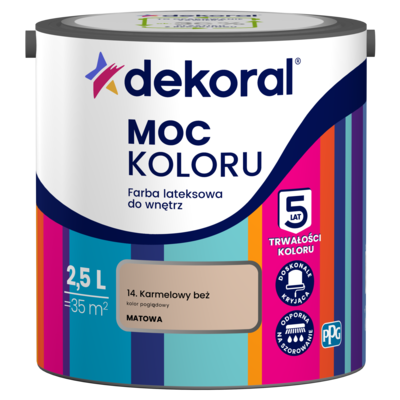 Farba lateksowa do wnętrz MOC KOLORU Karmelowy beż 2,5 l Dekoral