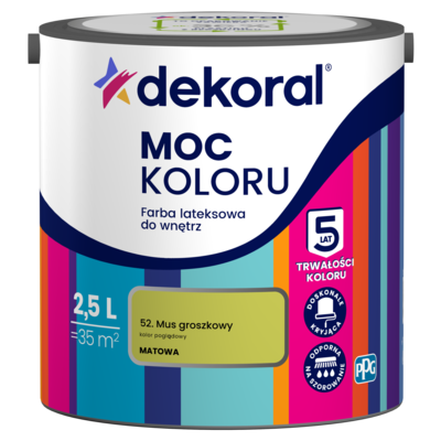 Farba lateksowa do wnętrz MOC KOLORU Mus groszkowy 2,5 l Dekoral
