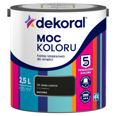 Farba lateksowa do wnętrz MOC KOLORU Mała czarna 2,5 l Dekoral