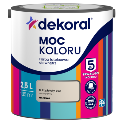 Farba lateksowa do wnętrz MOC KOLORU Popielaty beż 2,5 l Dekoral