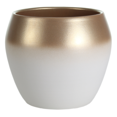 Osłonka ceramiczna 15 cm perłowe złoto - biały antyk CERMAX