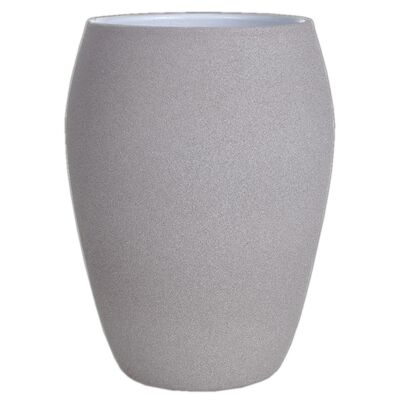 Osłonka wazon ceramiczna 20 cm jasny grafit struktura CERMAX