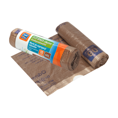 Worki do segregacji z taśmą 60L, 10 szt. brązowe (organiczne)