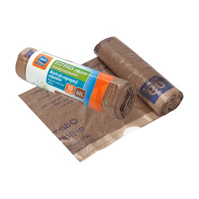 Worki na śmieci Eco Bags z taśmą 60 l, 10 szt. brązowe biodegradowalne