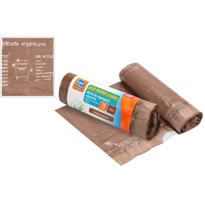 Worki do segregacji odpadów z taśmą biodegradowalne 35 l 15 sztuk Eco Bags