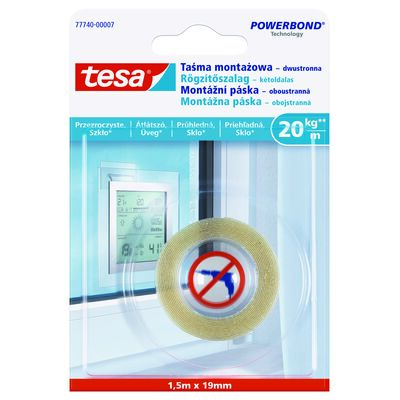 Taśma montażowa przezroczysta 19 mm x 1,5 m Tesa