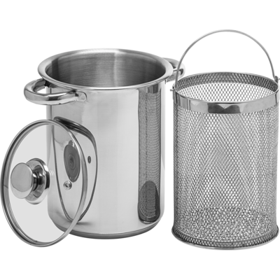 Wielofunkcyjny garnek z koszem, 4 l, stal nierdzewna