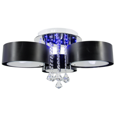 Plafon 3-płomienny E27 22xLED chrom czarny DRS8006/3 8C BL