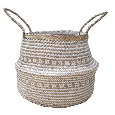 Kosz Boho beżowo-biały Ø40 cm