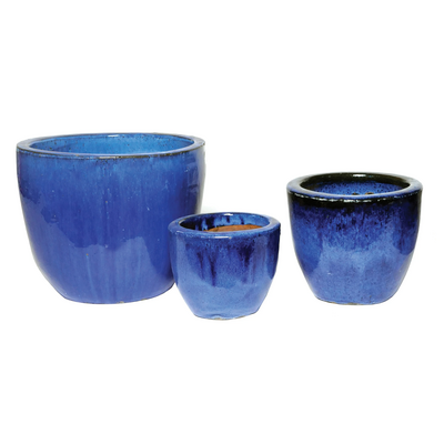 Donica ceramiczna glazurowana Ø22 x 21 cm niebieski