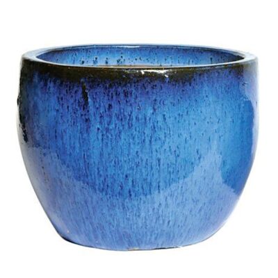 Donica ceramiczna glazurowana Ø30 x 26 cm niebieski