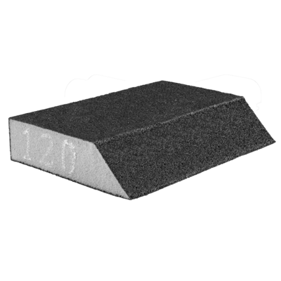 Gąbka ścierna 125 x 25 x 90 mm K120 skośna GRAPHITE