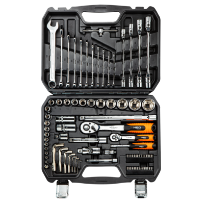 Klucze nasadowe 1/4", 1/2", zestaw 77 szt., CrV NEO