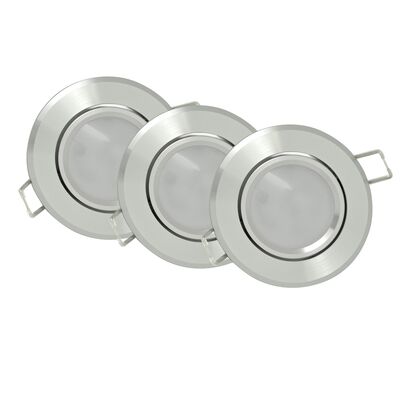 Oprawki LED POLUX SUN OLAL-IO84WWS1-250 srebrny połysk 3 szt.