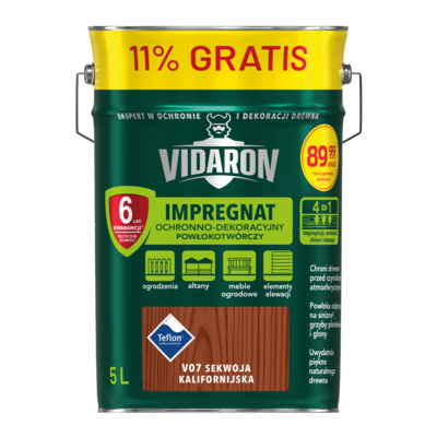 Impregnat Powłokotwórczy Ochronno-Dekoracyjny Sekwoja Kalifornijska V07 5 l VIDARON