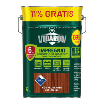 Impregnat Powłokotwórczy Ochronno-Dekoracyjny Palisander Królewski V08 5 l VIDARON